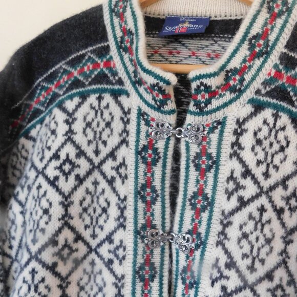 Norwegian Wool Cardigan Sweater Made in Norway - Picture 2 of 6